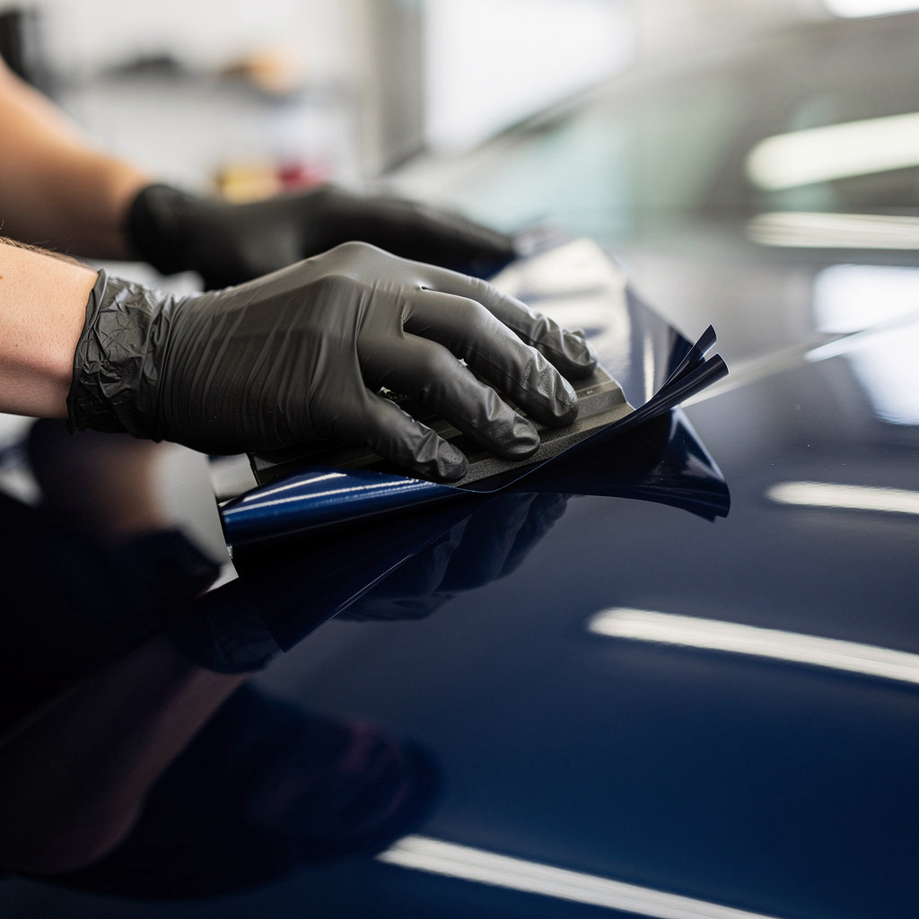 Limitless Creations technician performing meticulous vehicle detailing at our Goleta facility, showcasing our attention to detail